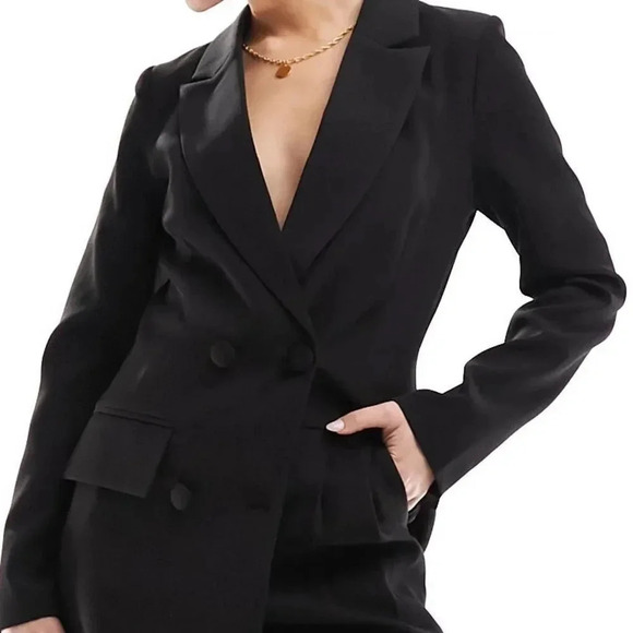 ASOS 4th & Reckless Blazer 90s Relaxed Double Breasted Office Siren New - Picture 4 of 14